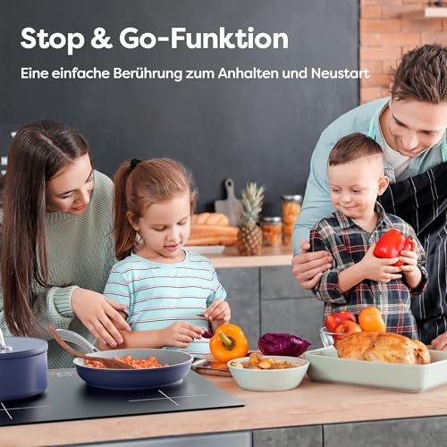 Foto von CIARRA CBBIH4B 4 Zonen Einbau Induktionskochfeld mit Power Booster Touch-Bedienung Kochfeld Induktion Herdplatte mit 4 Platten 9 Leistungsstufen Induktionskochplatte 60cm (7,200W)