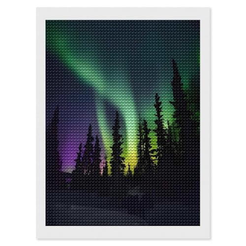 Peinture diamant aurores boréales pour salon et chambre moderne