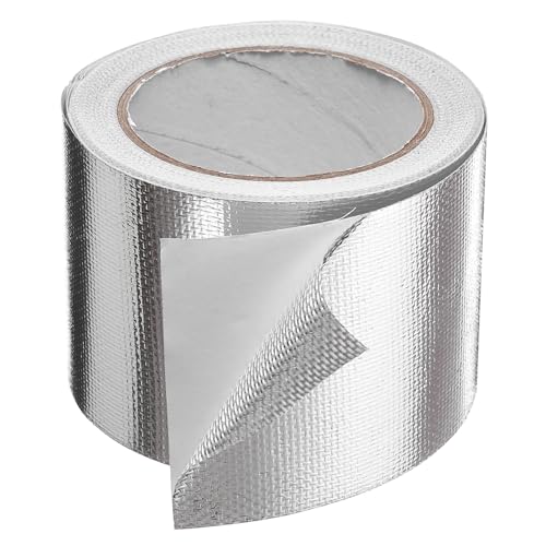 HARFINGTON Heat Shield Tape 3.14" x 65.6 ft Waterproof Sunscreen Sound Insulation High-Temperature Resistance Silver Aluminum Tape Thickness for Automotive Repairs