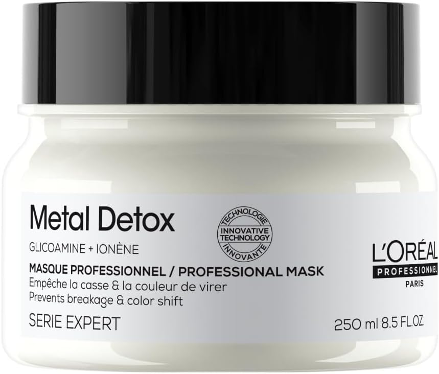 L'OREAL PROFESSIONEL - Metal Detox - Cheveux Secs, Abîmés et Cassants - Jusqu’à 100h d’Hydratation et -97% de Casse - Cheveux Raides à Bouclés, Colorés ou Naturels