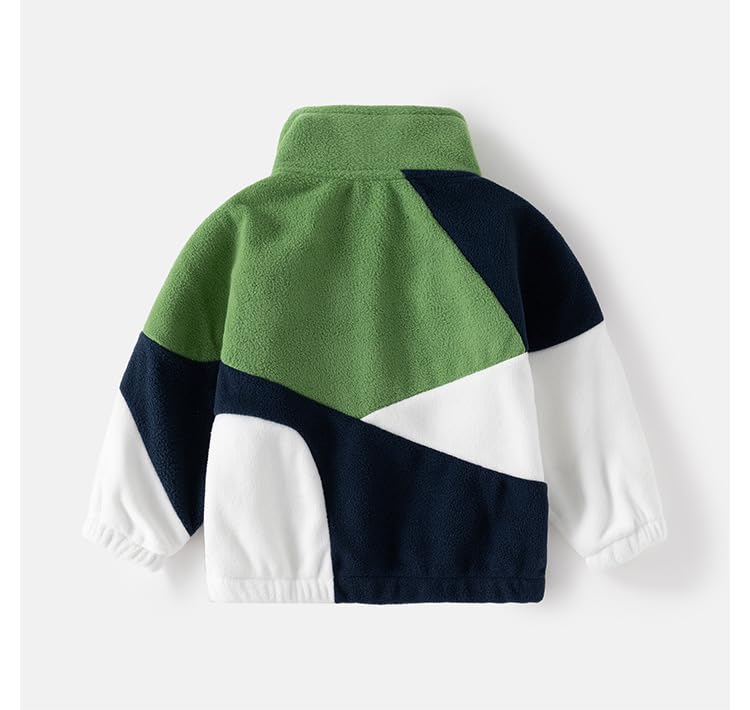 Irsutey Toddler Boys Polar Fleece Coats Color Block Zip Long Sleeve Fuzzy Thick Jackets Soft Comfort Outerwear2