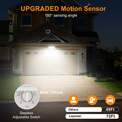Lepower 1000Lm Solar Security Lights, Solar Motion Sensor Light Outdoor With 2 Adjustable Head, 5500K White Light, Ip65 Waterproof Solar Flood Lights Outdoor For Garage, Yard, Patio(White) #TOP3