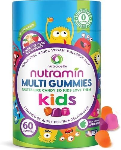 Nutracelle NUTRAMIN Sugar-Free, Allergen-Free 100% Vegan Gummy Multivitamins for Kids - Great Tasting Natural Gummies Your Kids Will Love - 60 Count Bottle 60 Count (Pack of 1)