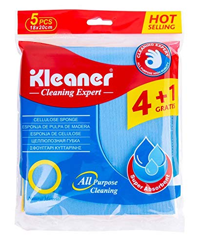 KleanerCellulose Sponge (Pack of 5) 18 x 20 CM Perfect for Cleaning Household Auto Appliances
