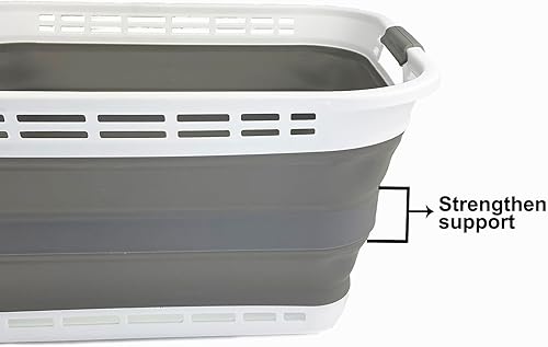 Miniatura 10 de SAMMART Cesta plegable de plástico para la ropa sucia de 42L (11 galones) - Contenedor de almacenamiento plegable - Cesta portátil para lavandería -