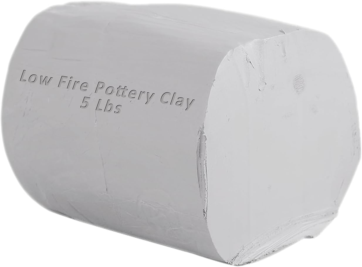 Low Fire Stoneware Pottery Clay 5Lbs Cone 04-06 for Wheel Throwing and Hand Building, Sculpting, and Advanced (White)
