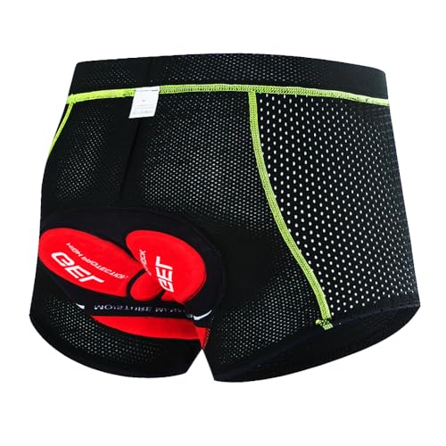 NuCamper Calzoncillos de ciclismo para hombre, acolchados con acolchado elástico de gel 5D, resistente a los golpes, de secado rápido, transpirable, ropa interior para bicicleta, Verde., XL