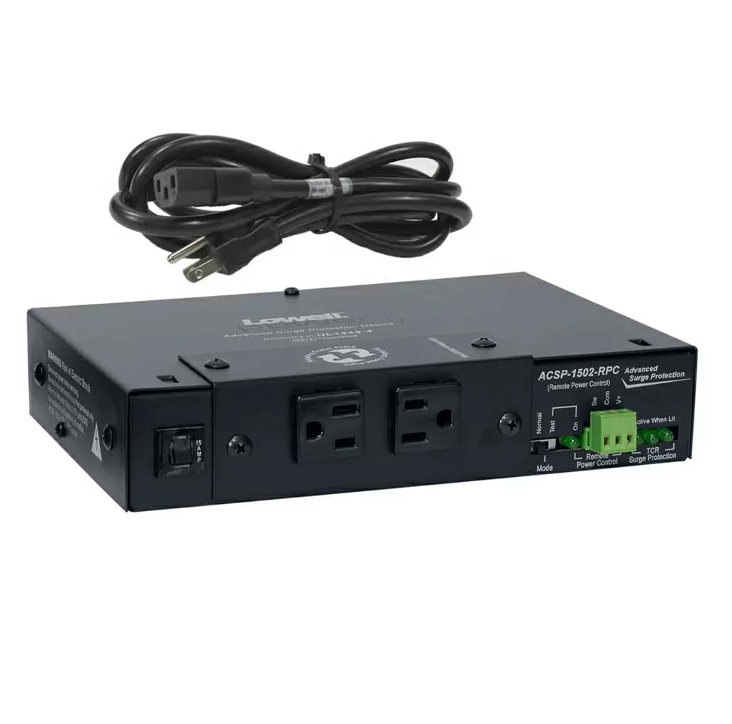 Lowell ACSP-1502-RPC Advanced Multi-Stage Surge Suppression with 2 (15A) Outlets, Remote Terminal; Suppresses Line to Neutral with No Ground