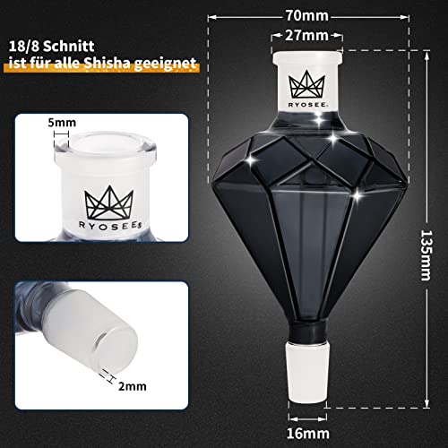 Ryosee Shisha Molassefänger Diamant Für alle Shishas mit 18/8 Schliff aus Verdicktes Glas Premimum Universal Shisha… – Bild 3