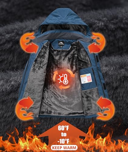 Image of Mens Winter Snow Jacket Waterproof Ski Jackets Snowboard Rain Warm Coat Insulated Hood Fleece Lined