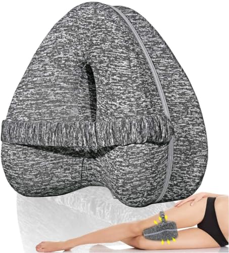 Heart Shape Knee Pillow Leg Alignment Pillow for Side Sleepers Hip Pain (Grey)