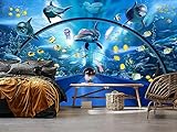 Dslbz Aquarium Underwater World Wall Mural Wallpaper for Bedroom 98' x 71'(W x H)