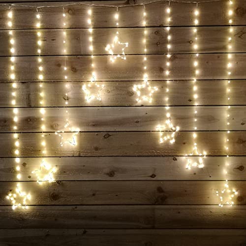 Crillys 303 LED Warm White Christmas Curtain Star Light 1.2m x 1.2m Indoor Outdoor