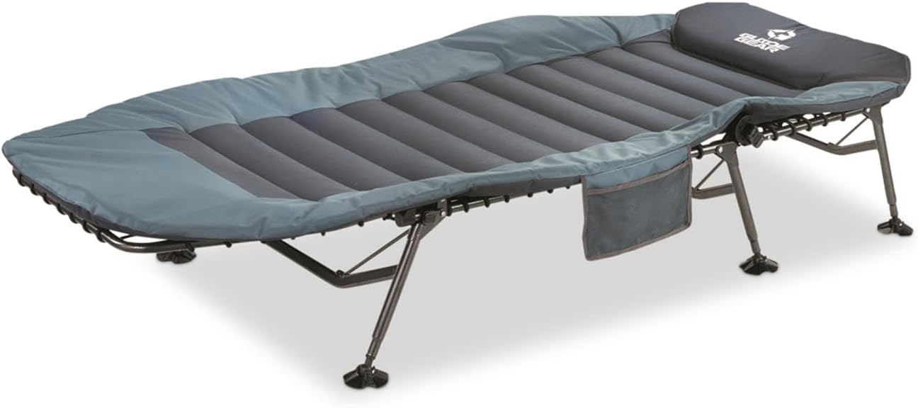Guide Gear Ultimate Comfort Padded Camping Cot; 400-lb. Capacity, for Camping, Fishing or by the Beach and Swimming Pool Blue