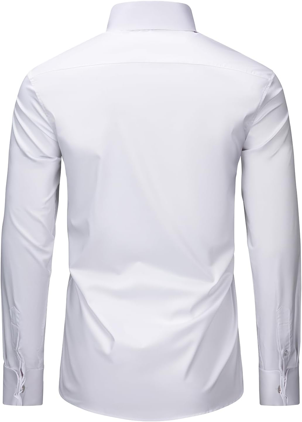 Men's French Cuffs Dress Shirt Stretch Windsor Collar with Removable Collar Stays Long Sleeve Solid - Image 6