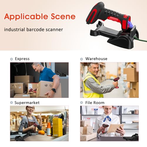 Symcode MJ-1911-RED 2D Industrial Barcode Scanner With Stand 433 Wireless 1968 Feet Transmission Distance Usb Qr Automatic Barcode Reader Handhold Hands-Free Bar Code Scanner thumb #7