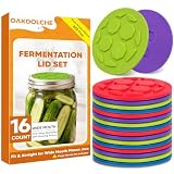 OAKDOLCHE 16Pcs Silicone Fermentation Lids for Wide Mouth Mason Jars