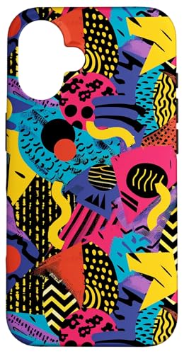 オレンジ レトロ 80年代 90年代 抽象的 パルス 形状 パターン アート スマホケース iPhone 16 用