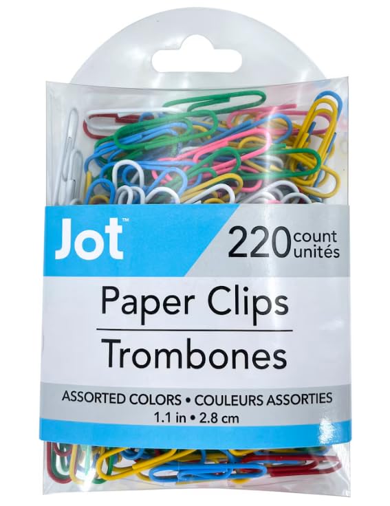 Amazon.com: JOT Paper Clips, Multicolor Plastic-Coated Paper Clips
