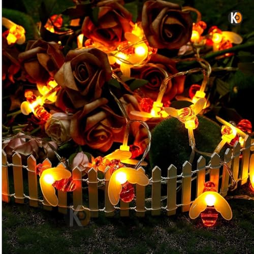 Image of K D Honey Bee String Fairy Lights -Yellow | 16 LED Honee Bee led Light with Plug | 7.5 ft Length | Waterproof Decor Lights for Diwali /Cafe /Home for Indoor & Outdoor (Honey bee Yellow)