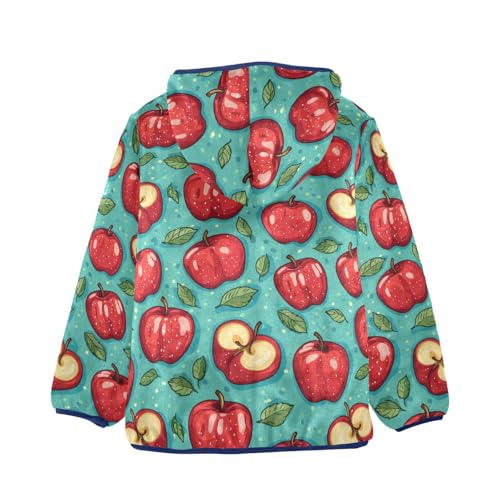 Cartoon Apples Leaves Girls Fleece Jacket Girls Fall Jacket Boys Coats Zip Up Hoodie Children Sherpa Warm Outerwear 2-10T2