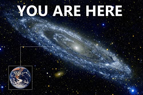 You Are Here Galaxy Retro Solar System Human Earth Location in Outer Space...