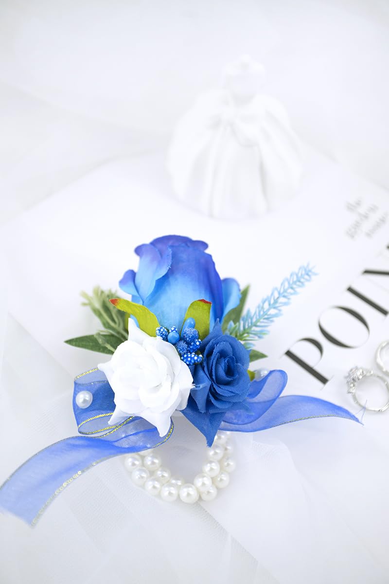 what color corsage for royal blue dress Amazon.com: Floinla Royal Blue White Corsage and Boutonniere Set for  Wedding Prom, Artificial Rose Flower Wrist Corsage Bracelets, Homecoming  Corsage Wristlet, Boutonniere for Men Wedding Suit Decorations : Home &  Kitchen