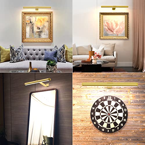 Image of Battery Operated Picture Light Painting Light with Remote, 16'' Wall Art Gallery Display Light,Full Metal Dimmable 300LM Wall Light for Picture Painting Dartboard Gallery Art