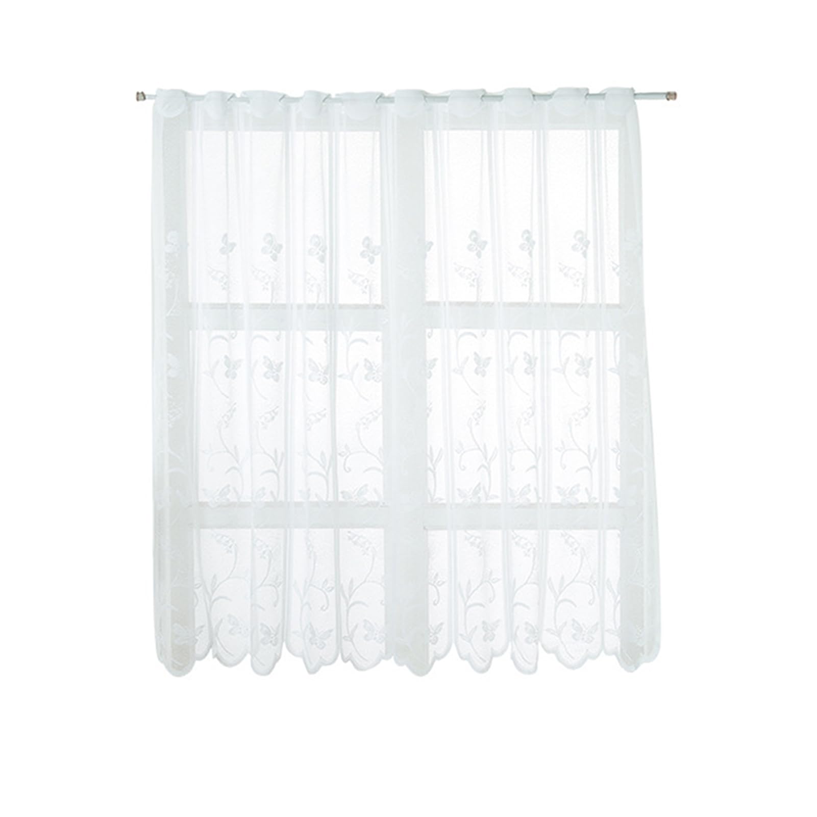BYYLECL White Short Sheer Curtains, Cafe Net Curtains Tulles Backdrop Drapes Curtain,Rod Pocket Curtain Sheer Valance for Home Kitchen Decor Window Treatments 90x90cm