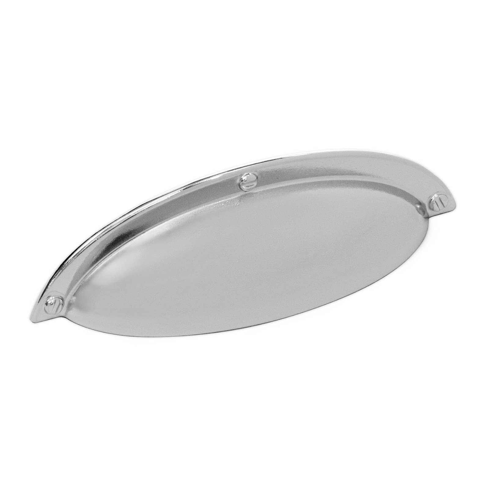 Decoranddecor Polished Chrome Manna Cup Shell Half Moon Handles Pull Handle For Cupboard Cabinet Drawer (64Mm Hole Center - 93,50 Overall Length, )