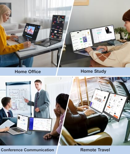 Image of Cevaton 14.2 inch Laptop Screen Extender, 1.87 lbs Ultra-Thin Portable Monitor for Laptop, 1080P FHD Lightweight Travel Monitor for 14 inch-17.3 inch Laptops, Plug & Play, Compatible with Mac /Chrome /Wins /Android