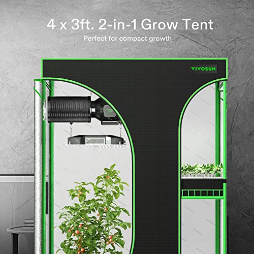 Vivosun D436 2-In-1 4X3 Grow Tent, 48"X36"X72" High Reflective Mylar With Multi-Chamber And Floor Tray For Hydroponic Indoor Plant #TOP1