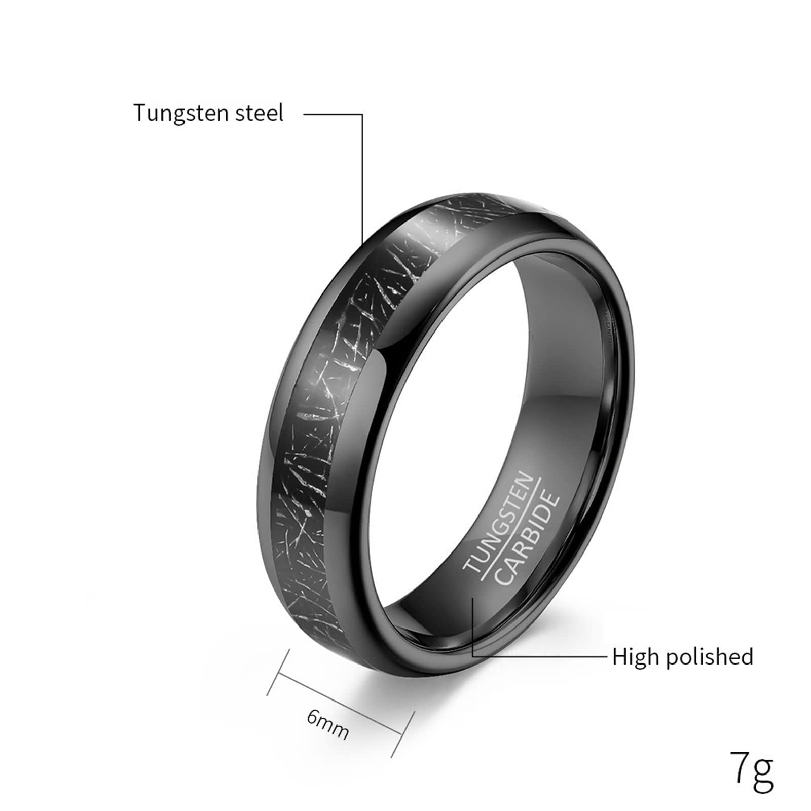 Anillos Pareja,Anillos Personalizados Pareja Anillos de Tungsteno 6MM Anillo Negro con Redondo Anillo Compromiso Pareja