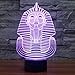 Pharaoh 3D Night Light Lamp - Optical Illusion Lamps Egyptian Decor LED Light 3D Hologram Projector Color Changing Lamp Touch Lamp with USB - Table Lamp LED 3D Sphinx Decor LED Color Changing Lamp