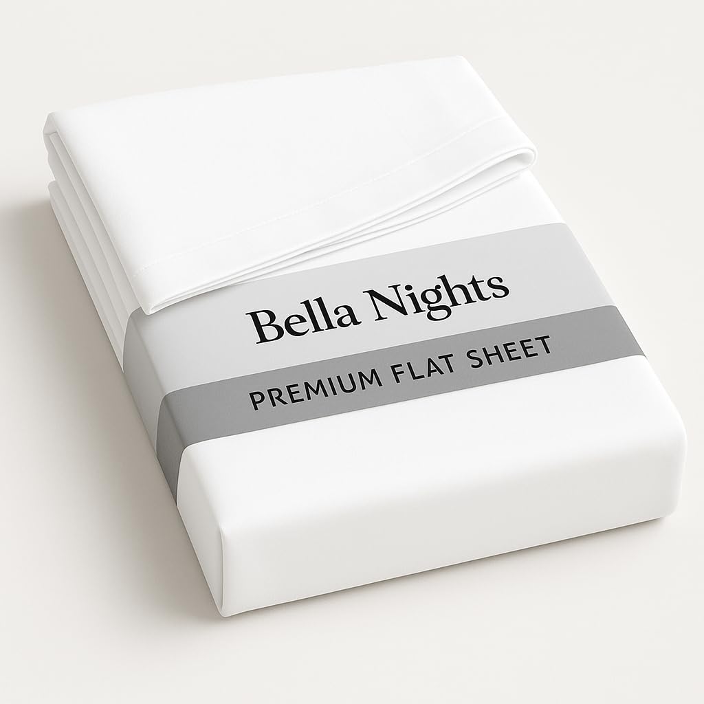 Bella Nights Flat Sheet Polycotton Blend – Soft & Durable Easy Care Bed Sheet Plain Dyed Bed Linen – Lightweight Bedding – Hotel Quality Bed Sheet (White, King)