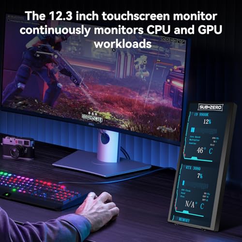 Image of 12.3 Portable Touchscreen Monitor,1920*720 IPS Mini Touch Screen,Travel Display with Foldablestand & Speaker, HDMI USBC CNC External Monitor for Laptop Phone Aida64 GPU CPU RAM Monitoring, VESA