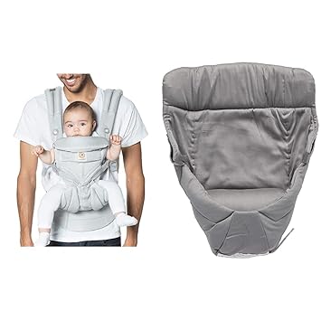 Ergobaby Omni 360 All-Position Baby Carrier for Newborn to Toddler with Lumbar Support & Easy Snug Infant Insert, Grey, Premium Cotton