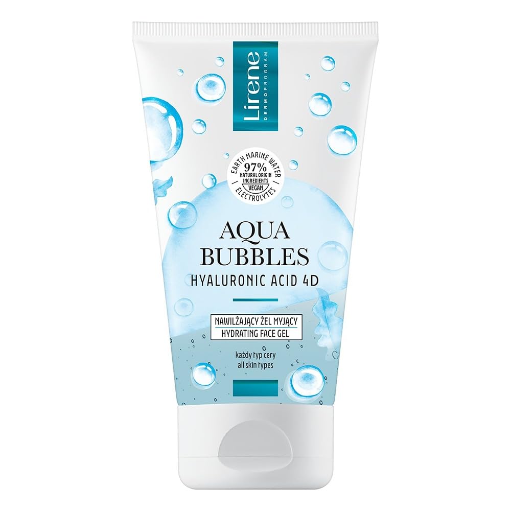 Lirene Aqua Bubbles Hyaluronic Acid 4D Hydrating Face Gel | For All Skin Types | 97% Natural Origin | 150ml
