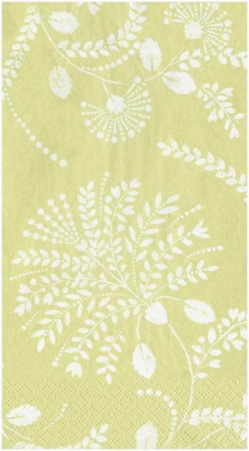 Caspari Trailing Floral Paper Guest Towel Napkins in Pale Green, Four Packs of 15