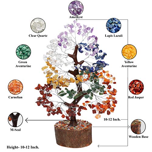 Image of HindCraft Seven Chakra Feng Shui Tree | Home & Office Decor Gift | Spiritual Energy & Healing Crystal Tree for Living Room, Hall & Table Decor | Gift for Men & Women - Housewarming & Marriage Gifts