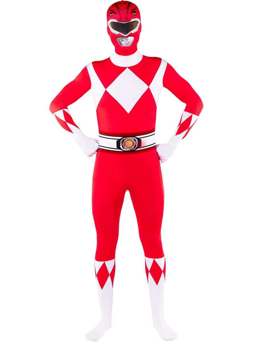 Funidelia Power Ranger roter Ganzkörperanzug für Herren und Damen, Offizielle Lizenz, Größe M Film und Serien, Superhelden - Verkleidung für Erwachsene für Partys, Karneval und Halloween