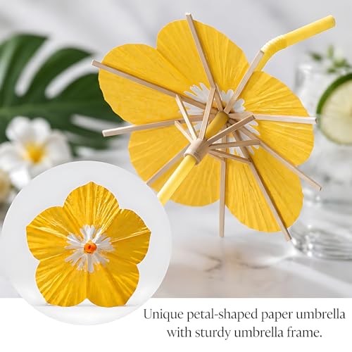 100 Pitillos con Sombrilla Tropical de Plástico Flexible 24 cm miniatura 3
