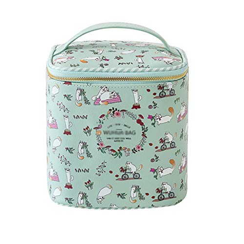 Preisvergleich Produktbild SPFOZ Kosmetiktasche for Den Haushalt Tragbarer Abfalleimer Unterwegs PU-Material Metallreißverschluss Rosa, Grün, Gelb, Weiß Kosmetiktasche (Color : Green)