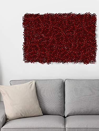 Image of Story@Home Artificial Gardening Mats, Wall Panels Plastic Eucalyptus Boxwood Tiles for Covering Roof /Wall Pannel Decor /Garden /Backyards - Maroon