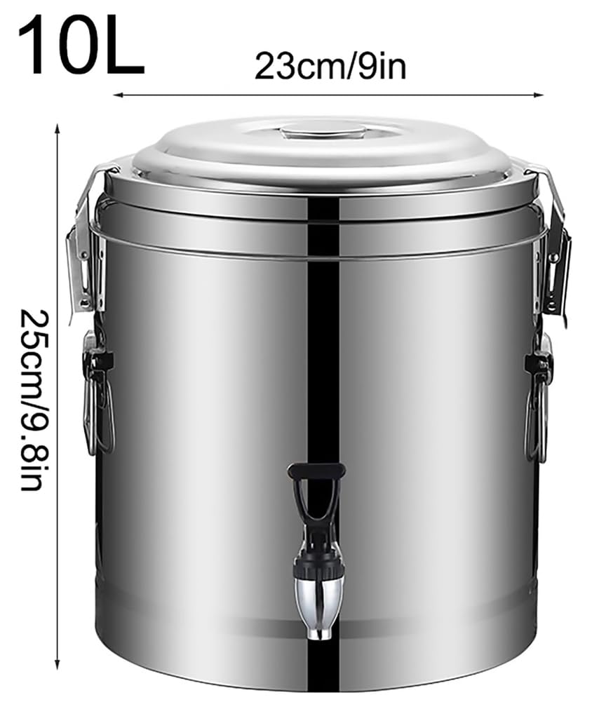 Dispensador de agua caliente aislado de acero inoxidable 304 con grifo, hervidor de bebidas comercial para catering, disponible en tamaños de 10 L a 80 L