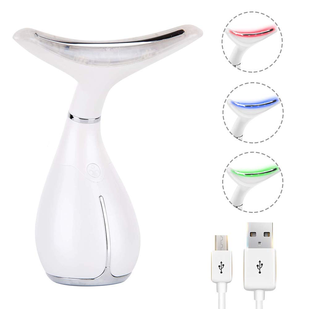 SHXPLOOS Masajeador Facial con Forma de V, Máquina de Estiramiento Facial Antiarrugas con Cuello Estiramiento Facial, 45 ℃ ± 5 ℃ Masajeador Facial con Calor magnético Anti 3 Modos, USB Recargable
