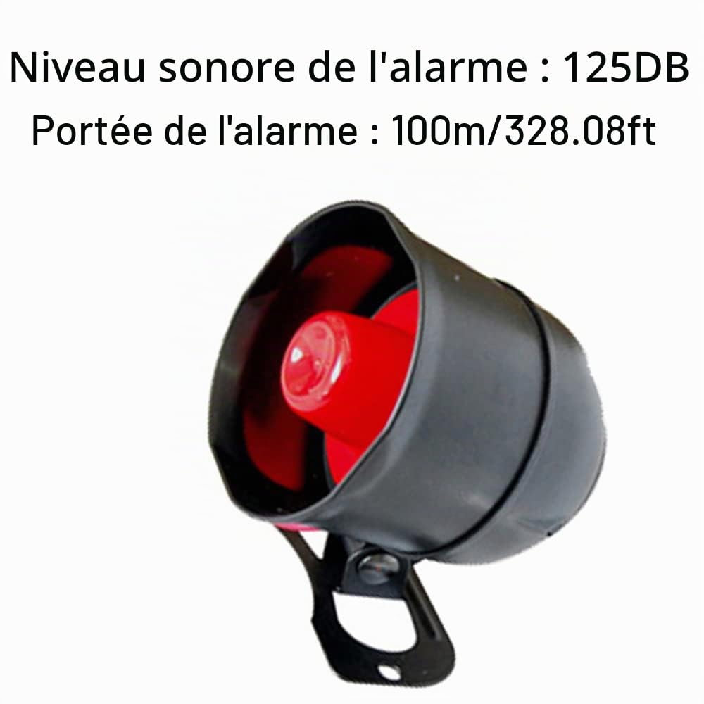 Système d'alarme de Voiture avec télécommande, antivol 120dB 6 Tons 7 Niveaux de sensibilité, Haut-Parleur d'alarme Universel 12V Protection de sécurité
