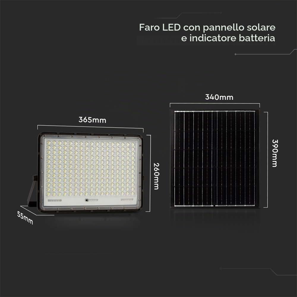 V-TAC Kit pannello solare con proiettore 2600 lumen 4000K 3metri di cavo batteria sostituibile VT-240W - 7830