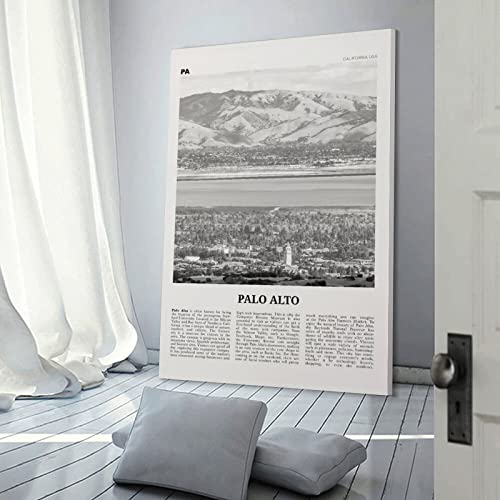 Palo Alto Print Black And White, Palo Alto Wall Art, Palo Alto Poster, Palo Alto Photo, Palo Alto Wa Poster Decorative Painting Canvas Wall Art Living Room Posters Bedroom Painting 12x18inch(30x45cm)