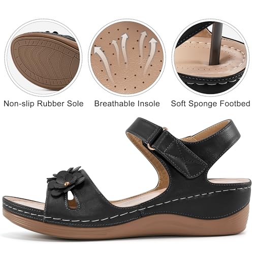 FUDYNMALC Sandals for Women Dressy Wedge: Comfortable Summer Shoes 2025 Walking Platform Footwear for Beach Vacation4